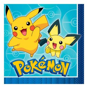 Pokemon Lunch Napkins 16 Pack Blue, Red & Yellow