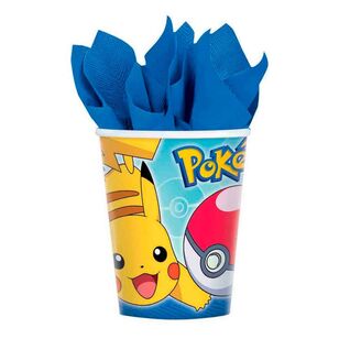 Pokemon Paper Cups 8 Pack Blue, Red & Yellow 266 mL