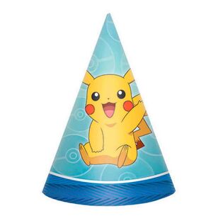 Pokemon Paper Cone Hats 8 Pack Blue, Red & Yellow