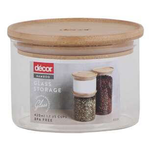 Decor Bamboo & Glass Round 420 mL Canister Clear 420 mL