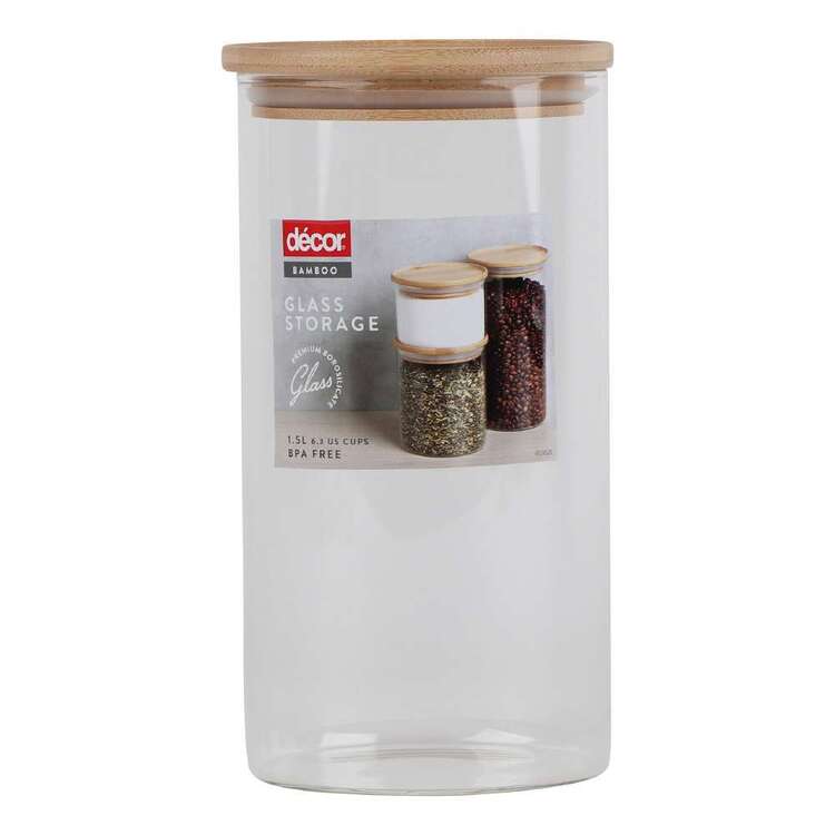 Decor Bamboo & Glass Round 1 L Canister