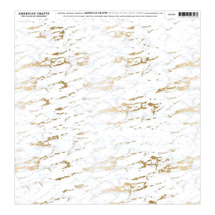 American Crafts Gold Foil Marble 12 x 12 Paper Multicoloured 12 x 12 in