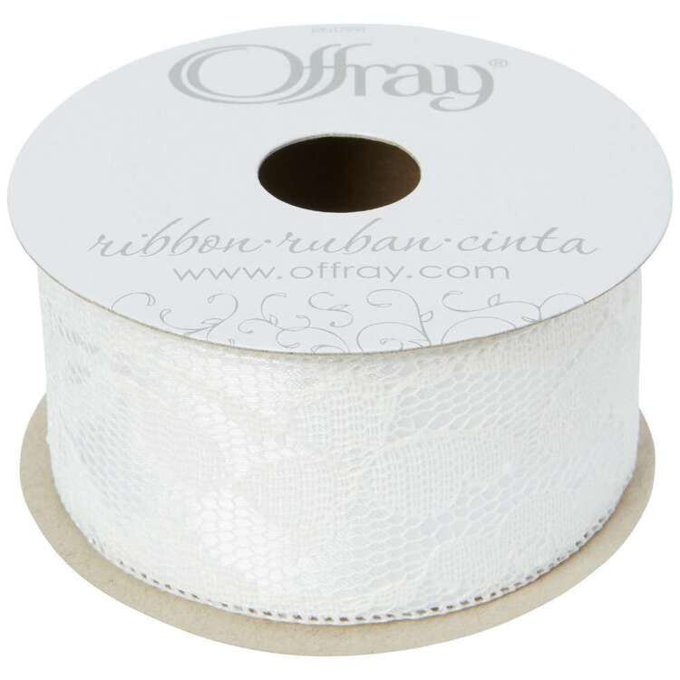 Offray Lacey Vintage Ribbon White 38 mm x 2.7 m