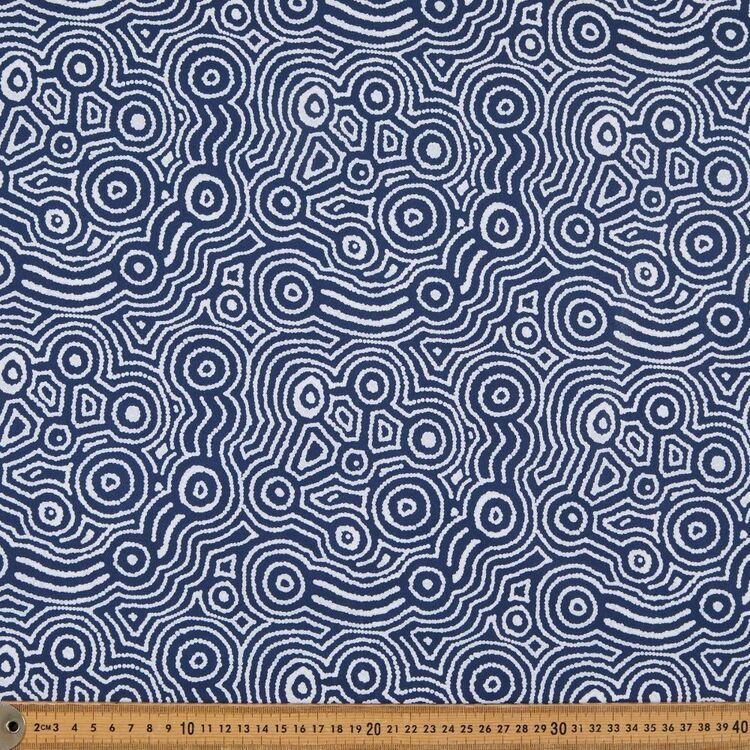 Warlukurlangu Agnes Nampijinpa Brown Ngapa Jukurrpa (Water Dreaming) 112 cm Cotton Drill Fabric