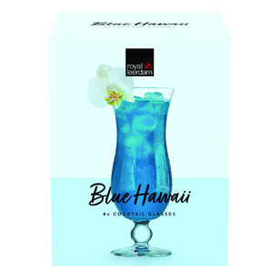 Royal Leedrum Blue Hawaii Cocktail Glasses Set Of 4 Clear 440 mL