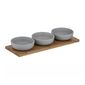 Taste Lindrum Round Bowls With Wooden Tray Grey & Natural