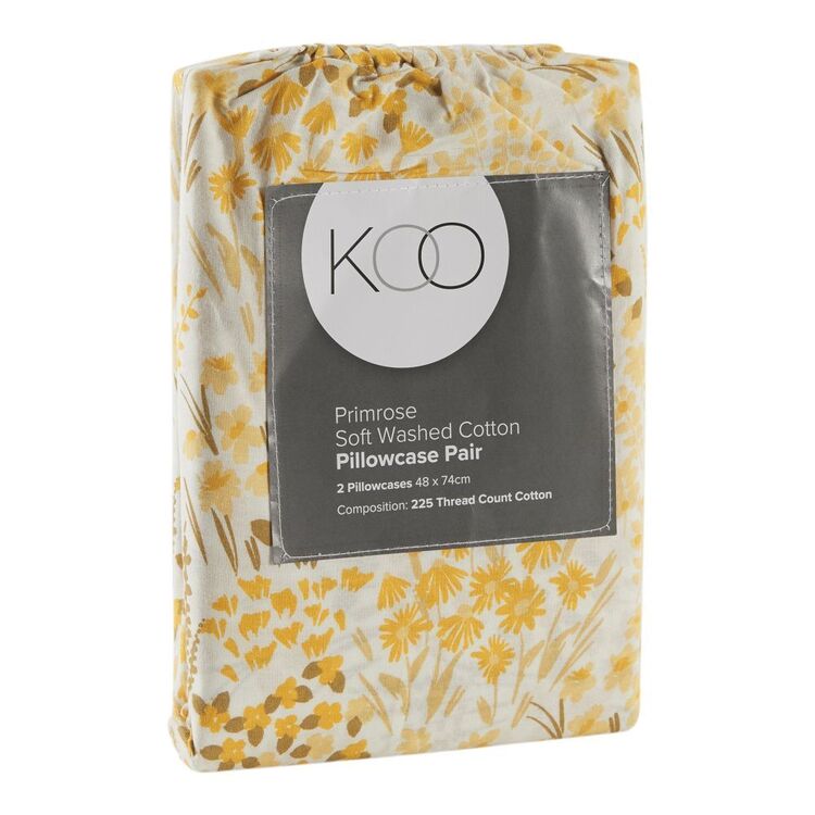 KOO Primrose Washed Cotton Standard Pillowcase 2 Pack