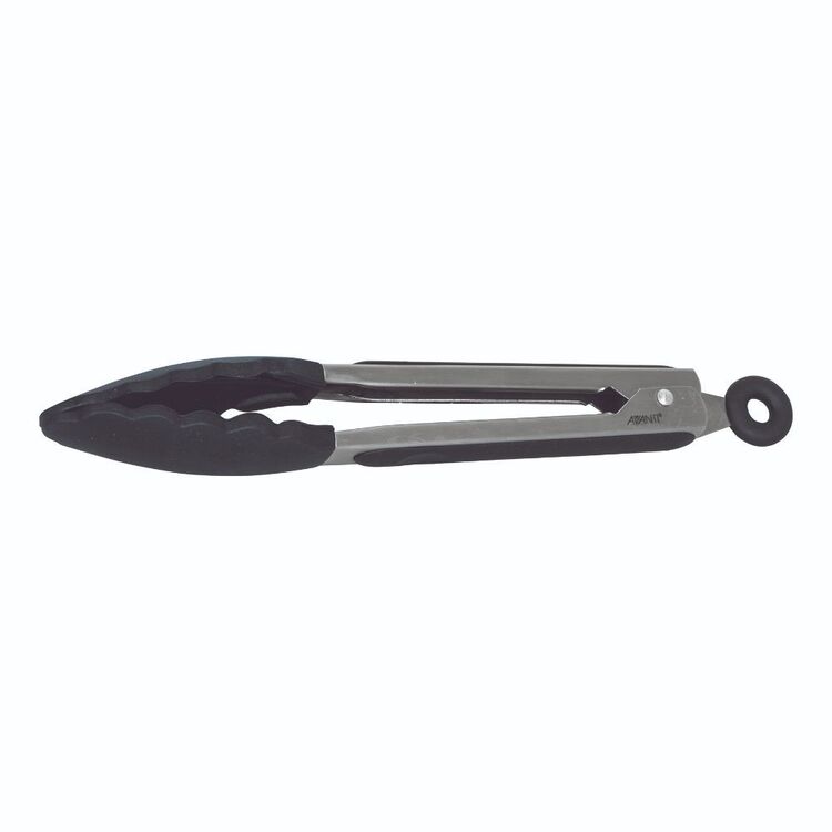 Avanti Silicone Tongs With Stainless Steel Handle Black 23 cm