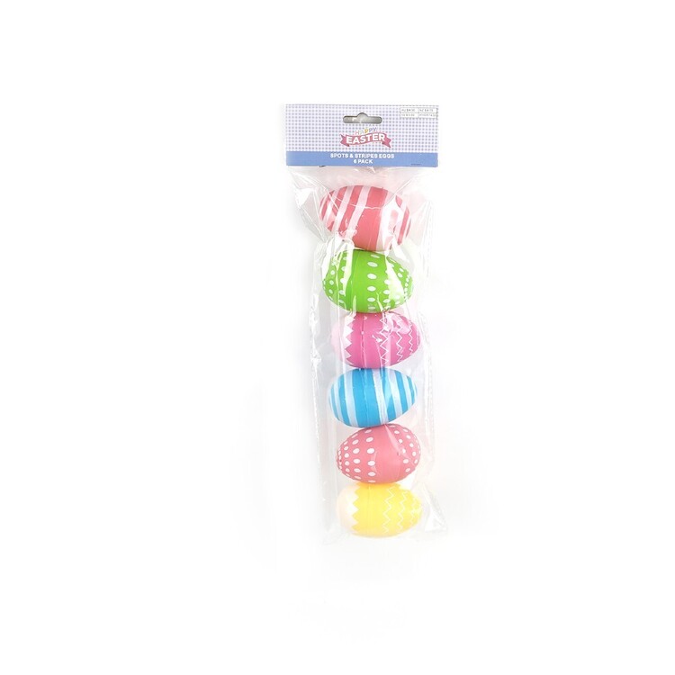 Happy Easter Spots & Stripes Fillable Eggs 6 Pack