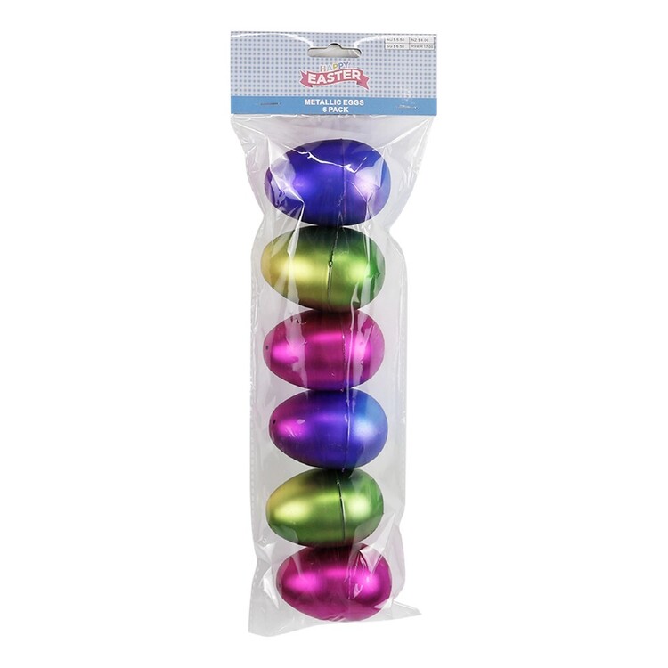 Happy Easter Metallic Fillable Eggs 6 Pack