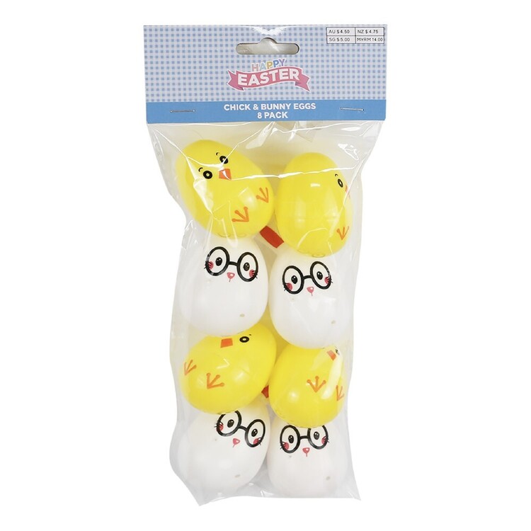 Happy Easter Chick & Bunny Fillable Eggs 8 Pack