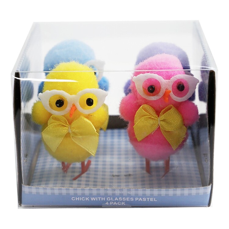 Happy Easter Chick With Glasses 4 Pack