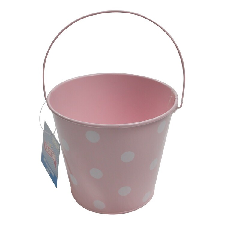 Happy Easter Spotted Metal Bucket