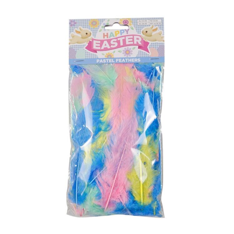 Happy Easter Pastel Feathers