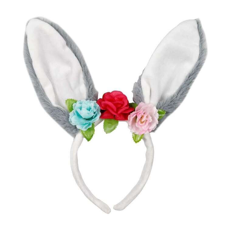 Happy Easter Plush Bunny Floral Headband