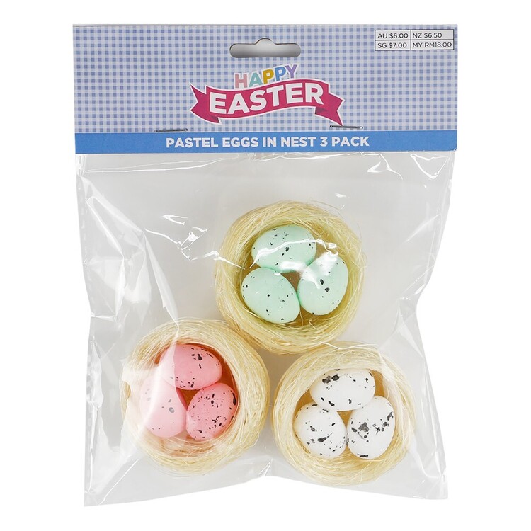 Happy Easter Eggs In Nest 3 Pack