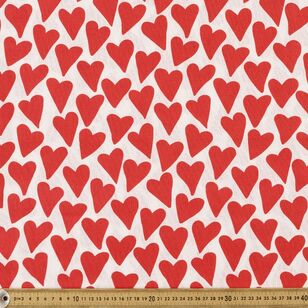 Red Love Hearts 120 cm Multipurpose Cotton Fabric Red 120 cm