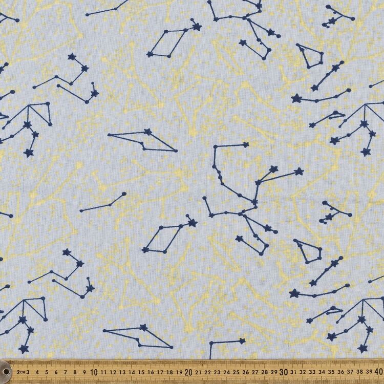 Constellations 120 cm Multipurpose Cotton Fabric Blue 120 cm