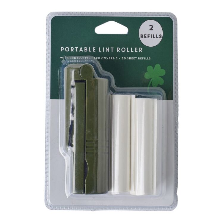 Portable Lint Roller With 2 Refills Green & White