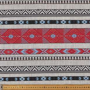 Jacquard #10 Patterned 145 cm Polyester Kaftan Fabric Red & Multicoloured 145 cm