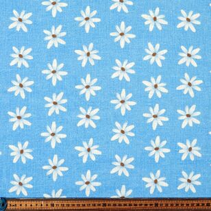 Daisy Printed 112 cm Cotton Slub Fabric Blue 112 cm