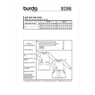 Burda 9286 Children's Shirtdress With Band Finishing 56-98