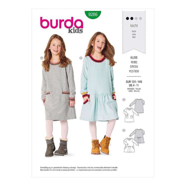 Burda 9286 Children's Shirtdress With Band Finishing