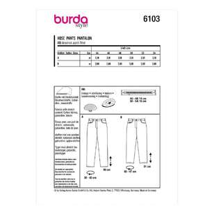 Burda 6103 Women's Trousers & Pants 44 - 54