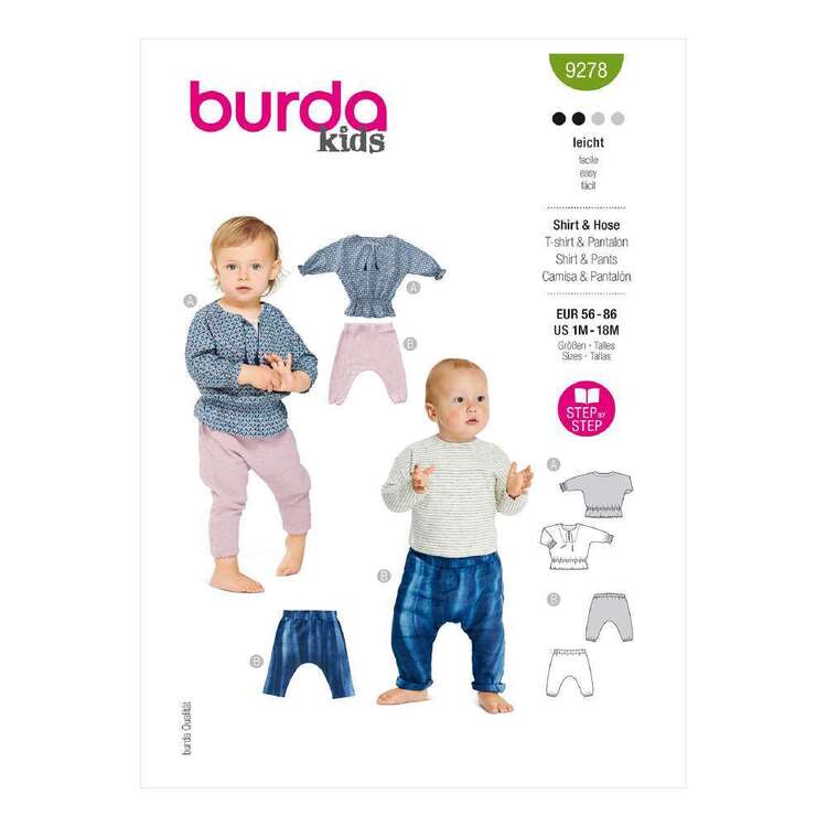 Burda 9278 Babies' Top & Trousers or Pants 56 - 86