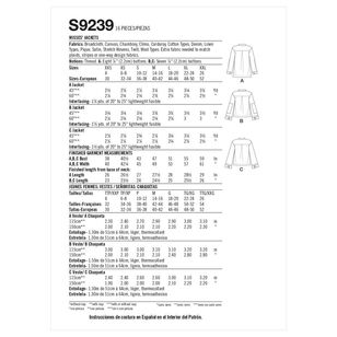 Simplicity Sewing Pattern S9239 Misses' Jackets A (XXS - XS - S - M - L - XL - XXL)
