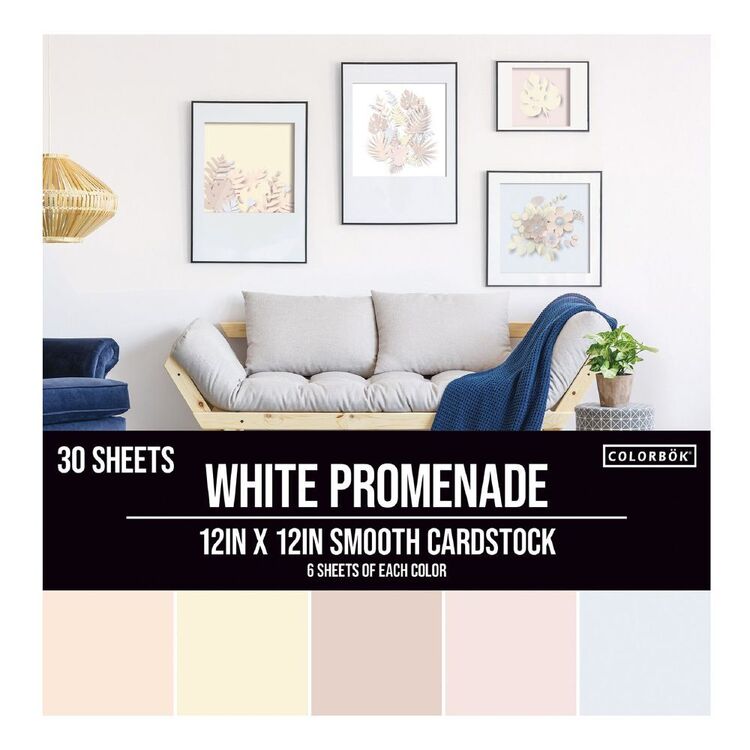 Colorbok White Promenade Smooth 12 x 12 in Cardstock Pack Multicoloured 12 x 12 in