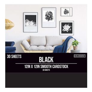 Colorbok Black Smooth Cardstock Pack Black 12 x 12 in