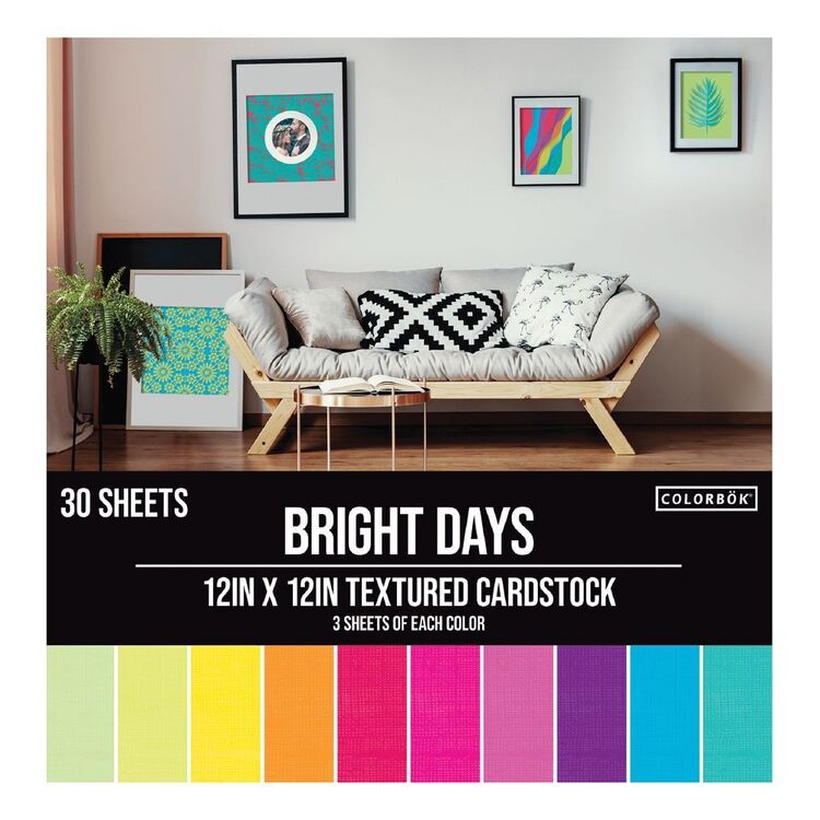Colorbok Bright Days Textured Cardstock Pack Multicoloured 12 x 12 in