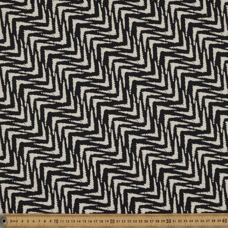 Zebra Printed 132 cm Cotton Linen Fabric Black & Natural 132 cm