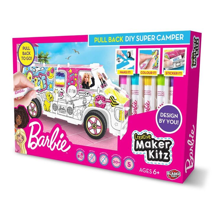 Mattel Barbie Pull Back Diy Super Camper Kit