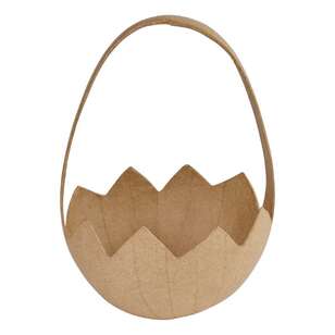 Happy Easter Papier Mache Egg Basket Natural 20 cm
