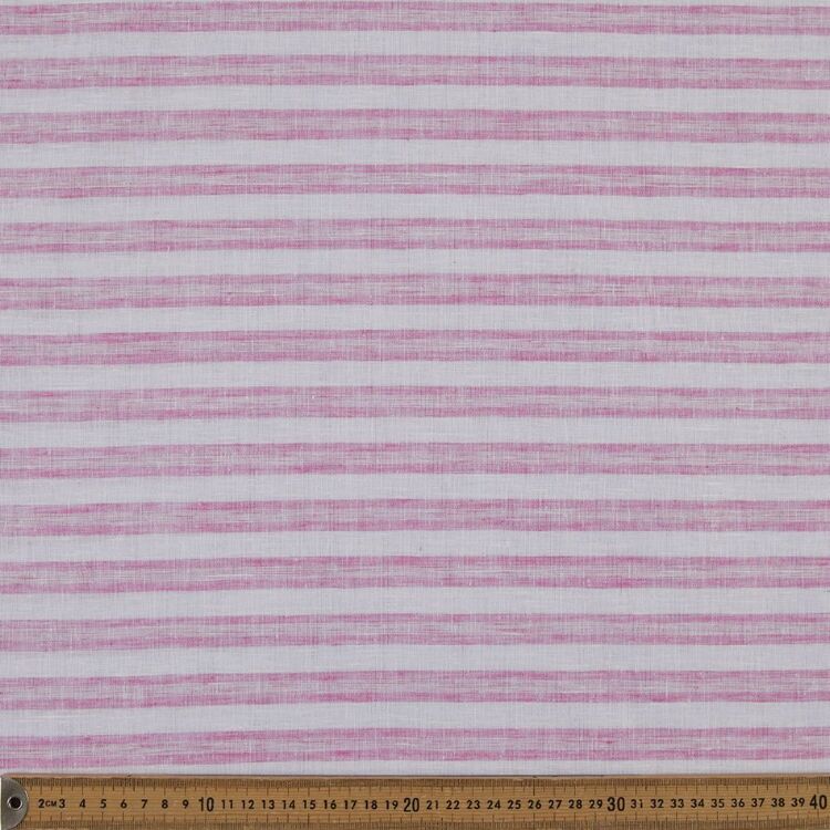 Stripe #2 Printed 145 cm Polando Easy Care Linen Feel Fabric Pink 145 cm