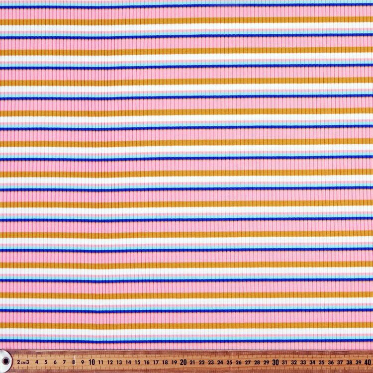 Yarn Dyed Stripe Printed 125 cm 220 GSM 2 x 2 Rib Knit Fabric