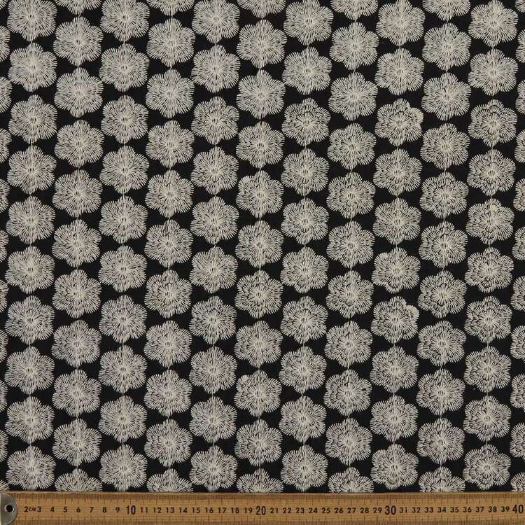 Alternating Floral Embroidered 140 cm Suiting Fabric Black 140 cm