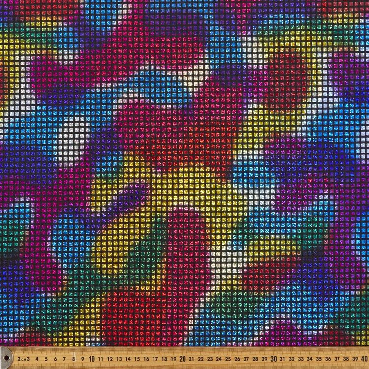 Multicoloured Square Patterned 140 cm Studio Sequin Fabric