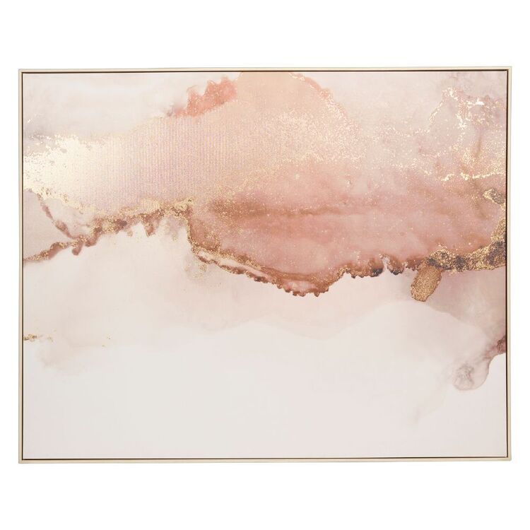 Living Space Abstract With Foil Framed Canvas Print