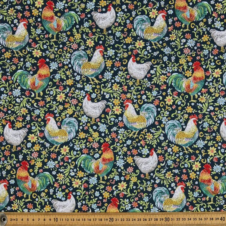 Robert Kaufman Roaming Roosters Printed 112 cm Cotton Fabric