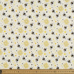 Queen Bee Printed 112 cm Cotton Fabric Yellow 112 cm