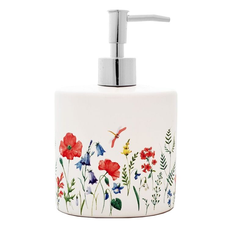 Seymours Floral Soap Dispenser White