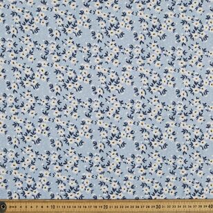 Frosty Floral 120 cm Multipurpose Cotton Fabric Blue 120 cm