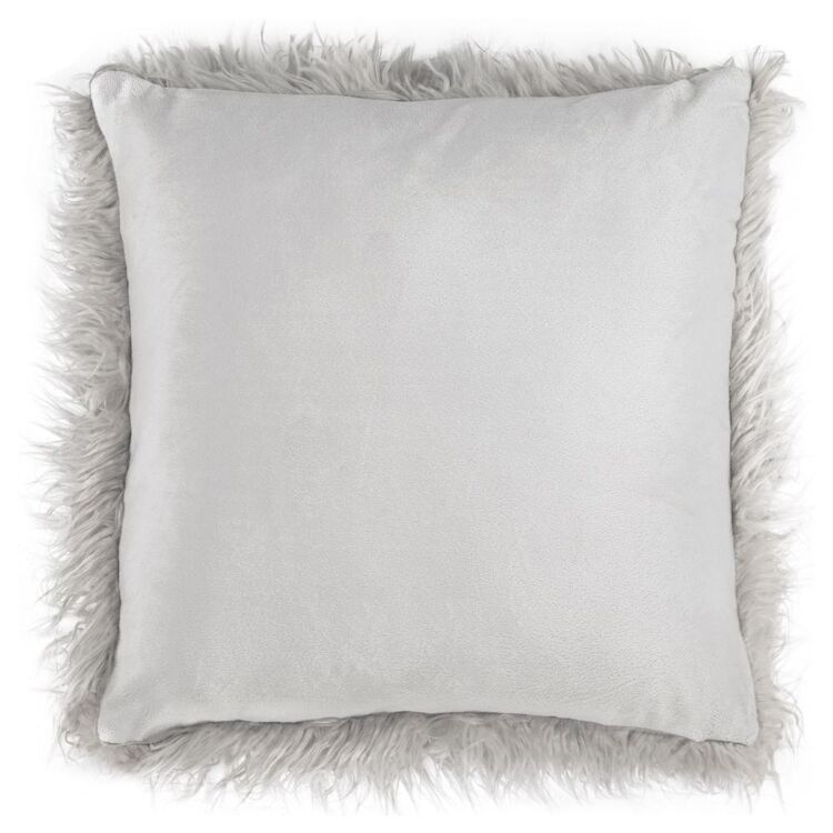 Bouclair Faux Fur Naadam Cushion Grey 48 x 48 cm