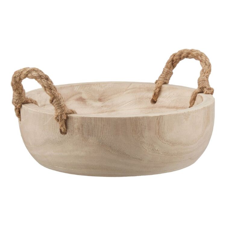 Bouclair Faux Fur Wood Bowl With Rope
