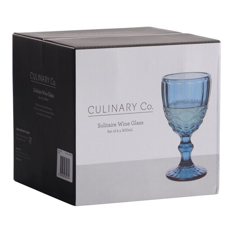 Culinary Co Solitaire Wine Glasses Set Of 4 Blue 300 mL