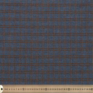 Check #5 Patterned 145 cm Wool Blend Suiting Fabric Blue 145 cm