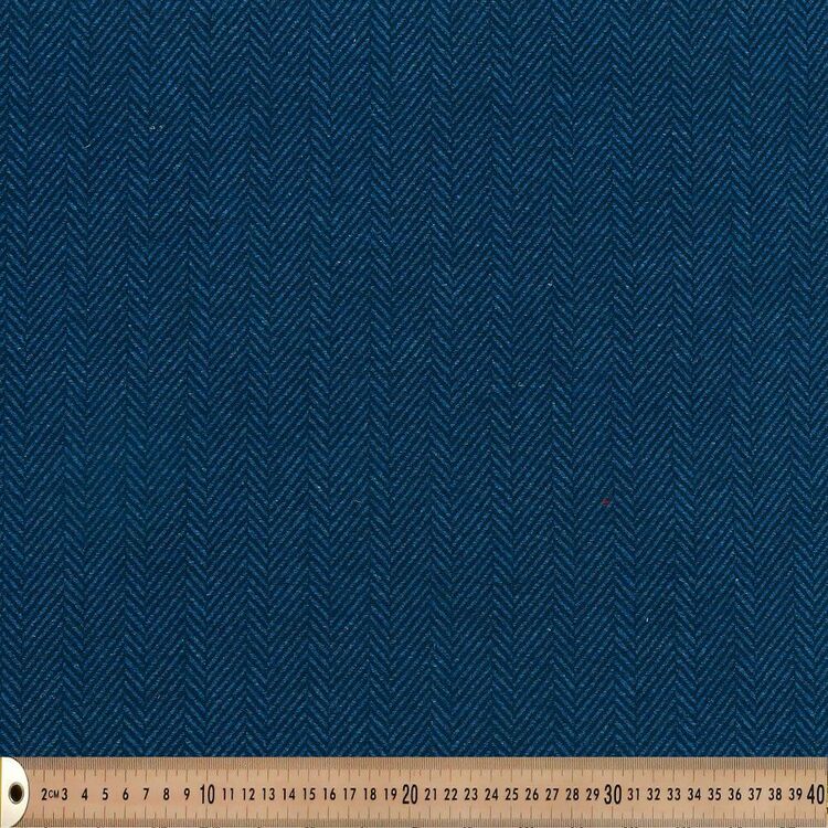 Herringbone #2 Patterned 145 cm Wool Blend Suiting Fabric Denim 145 cm